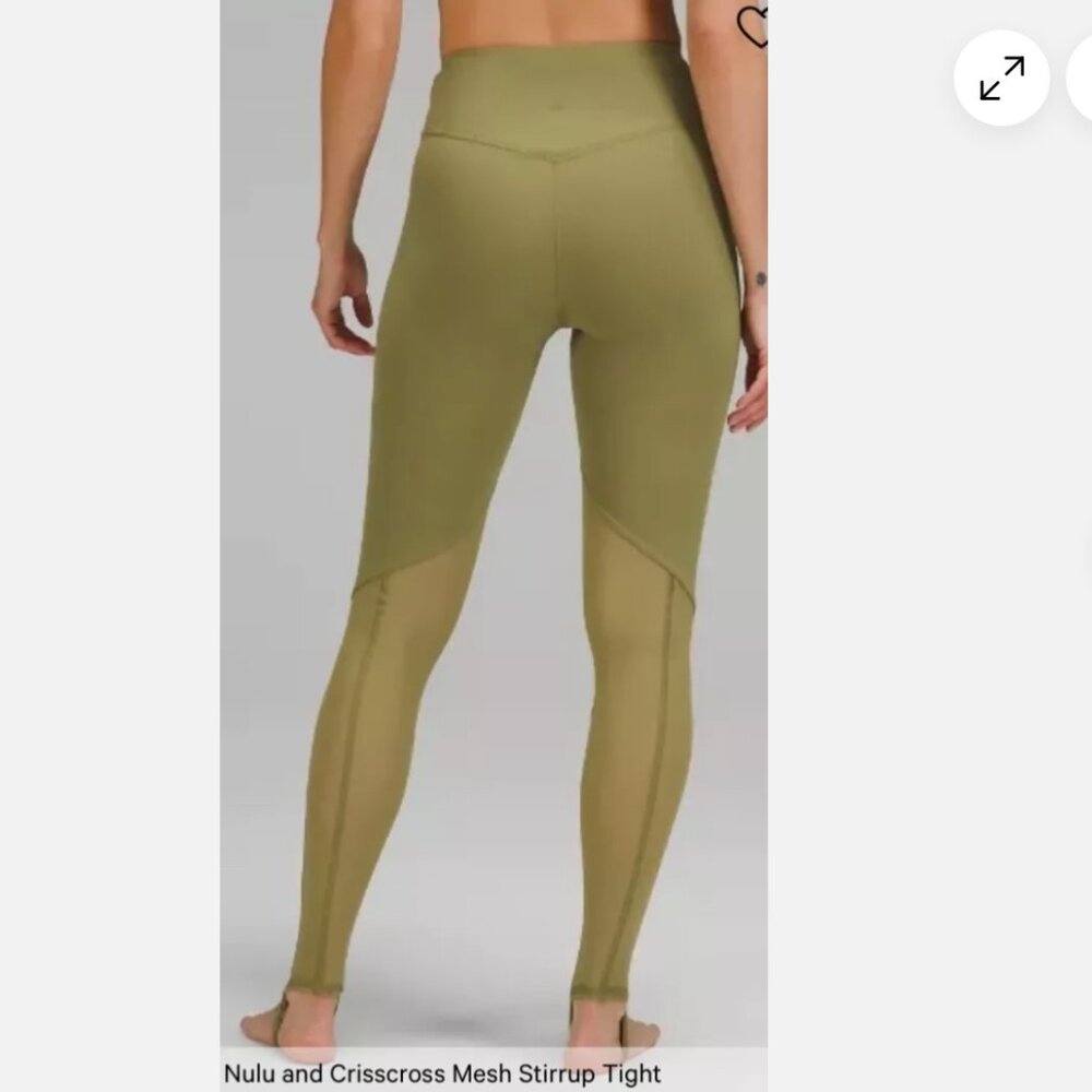 Lululemon Like New Crisscross Mesh Stirrup Legging in Green - Size 14